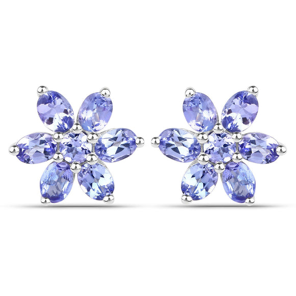 2.24 Carat Genuine Tanzanite .925 Sterling Silver Earrings