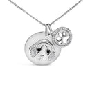 .925 Sterling Silver 1/5 Cttw White and Black Diamond Beagle Dog Medallion and Charm 18" Pendant Necklace (I-J Color, I2-I3 Clarity)-1