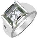5.71 Carat Genuine Green Amethyst & White Diamond .925 Sterling Silver Ring-1