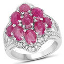 4.72 Carat Genuine Ruby and White Zircon .925 Sterling Silver Ring-1