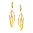 14k Yellow Gold Earrings with Shiny and Textured Teardrop Dangles-1