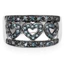 0.32 Carat Genuine Blue Diamond .925 Sterling Silver Ring-3