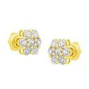 14K Yellow Gold 1.0 Cttw Diamond Flower Earring (J-K Color, I1-I2 Clarity)-3