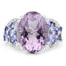 6.62 Carat Genuine Amethyst, Tanzanite and White Topaz .925 Sterling Silver Ring-3