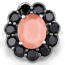 7.88 Carat Genuine Peach Moonstone and Black Spinel .925 Sterling Silver Ring-3