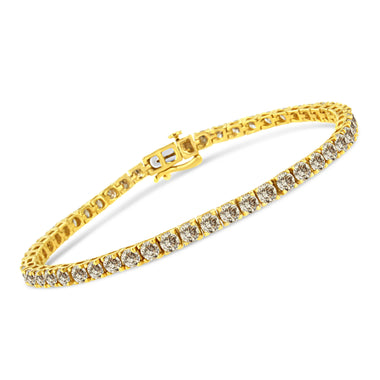 14K Yellow Gold Plated .925 Sterling Silver 8.0 Cttw Diamond Classic Link Tennis Bracelet (K-L Color, I2-I3 Clarity) - 7-1/4" - 0