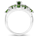 2.77 Carat Genuine Chrome Diopside and White Zircon .925 Sterling Silver Ring-2