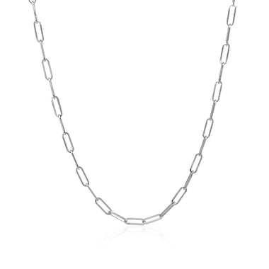 14K White Gold Delicate Paperclip Chain (2.1mm) - 0