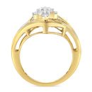 10K Yellow Gold over .925 Sterling Silver Diamond Bypass Cluster Ring (1 Cttw, I-J Color, I2-I3 Clarity) - Size 6-2