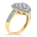 14K Yellow Gold 1 1/2 Cttw Diamond Heart Shaped Composite Ring (H-I Color, SI2-I1 Clarity) - Ring Size 7-3