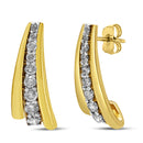 10K Yellow Gold Plated .925 Sterling Silver 1.00 Cttw Round Diamond Graduated Huggie Stud Earrings (I-J Color, I2-I3 Clarity)-2