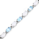 9.02 Carat Genuine Blue Topaz and Opal .925 Sterling Silver Bracelet-3