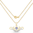 14K Yellow Gold Plated 0.62 Carat Genuine Tanzanite and White Topaz .925 Sterling Silver Pendant-2