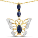 0.92 Carat Genuine Blue Sapphire and White Zircon .925 Sterling Silver Pendant-1