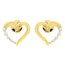 14K Yellow Gold 1/8 Cttw Diamond Journey Heart Hoop Earrings (K-L Color, I1-I2 Clarity)-1
