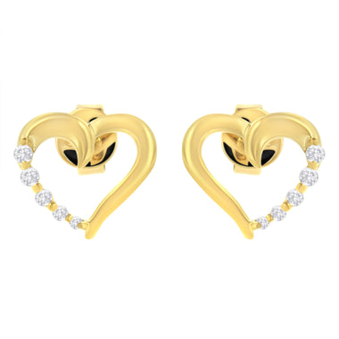 14K Yellow Gold 1/8 Cttw Diamond Journey Heart Hoop Earrings (K-L Color, I1-I2 Clarity)