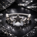 925 Sterling Silver Oxidized Rings with Pavé Setting CZ, Size 6.0 for Women-2