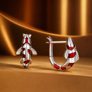 925 Sterling Silver Enamel and CZ Earrings with Platinum Plating for Women-2