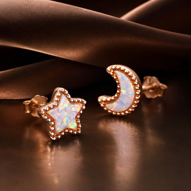 925 Sterling Silver Rose Gold Translucent Opal Earrings for Women - 0