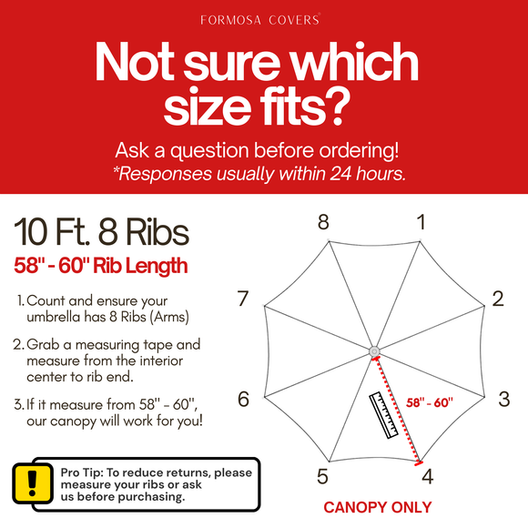10ft Cantilever Supported Bar Umbrella 8 Rib Replacement Canopy Red
