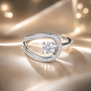 925 Sterling Silver 0.50 Carat Moissanite Ring Size 6 for Women - 0