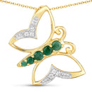 0.51 Carat Genuine Emerald and White Zircon .925 Sterling Silver Necklace-1