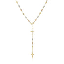 14k Tri-Color Gold Rosary Chain Necklace-2