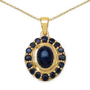 3.02 Carat Genuine Blue Sapphire .925 Sterling Silver Pendant-1