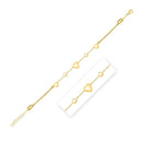 14k Yellow Gold Puff Heart Adjustable Anklet-2