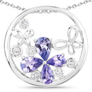 1.33 Carat Genuine Tanzanite and White Topaz .925 Sterling Silver Pendant-1