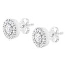 14k White Gold 1 cttw Diamond Halo Stud Earrings (I-J Clarity, I1-I2 Color)-4