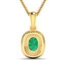 1.50 Carat Genuine Zambian Emerald and White Diamond 14K Yellow Gold Pendant-3