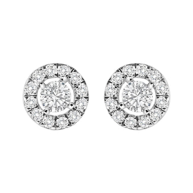 14K White Gold 3/4 Cttw Lab-Grown Diamond Floating Halo Stud Earring (F-G Color, VS1-VS2 Clarity) - 0