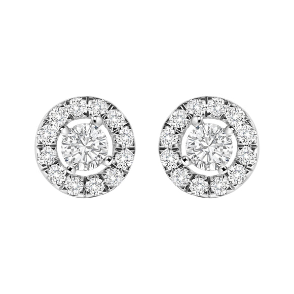 14K White Gold 3/4 Cttw Lab-Grown Diamond Floating Halo Stud Earring (F-G Color, VS1-VS2 Clarity)