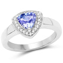 0.87 Carat Genuine Tanzanite and White Topaz .925 Sterling Silver Ring-1