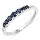 0.45 Carat Genuine Blue Sapphire and White Diamond 14K White Gold Ring-1