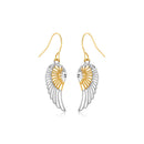 Two-Tone Wing Drop Earrings in 10K Gold-2
