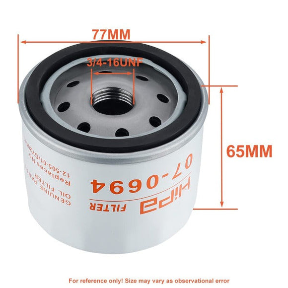Hipa 07-0694 Oil Filter 12 050 01-S for Kohler 7000 Series KT715 KT725 KT730 KT735 KT740 KT745 19-26 HP Engine Replace 32 083 09 32 883 09-S1