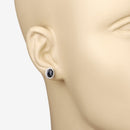 2.16 Carat Genuine Blue Sapphire and White Diamond 14K White Gold Earrings-3