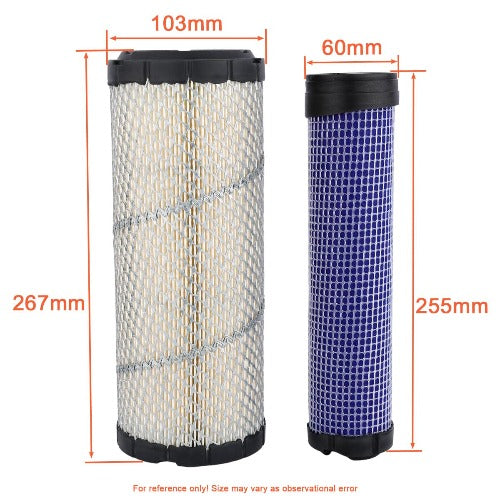 Hipa KH-25-083-01-S Air Filter for Kawasaki FX651V FX691V FX730V FX751V FX801V FX850V FD731V Engine Mower # 1013-7044 11013-7045