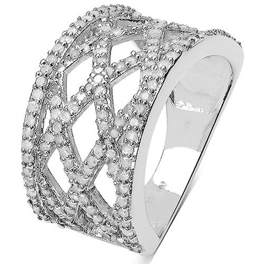 0.92 Carat Genuine White Diamond .925 Sterling Silver Ring - 0
