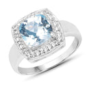 2.46 Carat Genuine Blue Topaz and White Topaz .925 Sterling Silver Ring-1