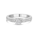 14K White Gold 1/2 Cttw Diamond Solitaire Pave Set Engagement Ring (G-H Color, VS2-SI1 Clarity) - Size 7-5
