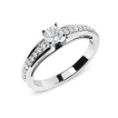 14K White Gold 1/2 Cttw Diamond Solitaire Pave Set Engagement Ring (G-H Color, VS2-SI1 Clarity) - Size 7-6