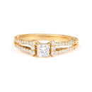 14K Yellow Gold Diamond 5/8 Cttw Princess Diamond Split Shank and Milgrain Engagement Ring (G-H Color, VS2-SI1 Clarity) - Size 7-8