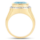 14K Yellow Gold Plated 4.64 Carat Genuine Blue Topaz and White Topaz .925 Sterling Silver Ring-2