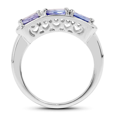 1.32 Carat Genuine Tanzanite .925 Sterling Silver Ring - 0
