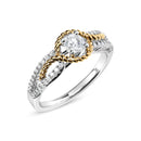14K Two-Toned Gold Diamond 3/8 Cttw Diamond Split Shank and Beaded Halo Engagement Ring (G-H Color, VS2-SI1 Clarity) - Size 7-6