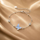 925 Sterling Silver White Gold Plated Bracelet with Enamel and CZ - 15+6cm Length-2