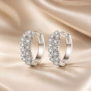 925 Sterling Silver Earrings with Pavé Setting CZ, 1.2x0.45cm, Platinum Plated for Women-1